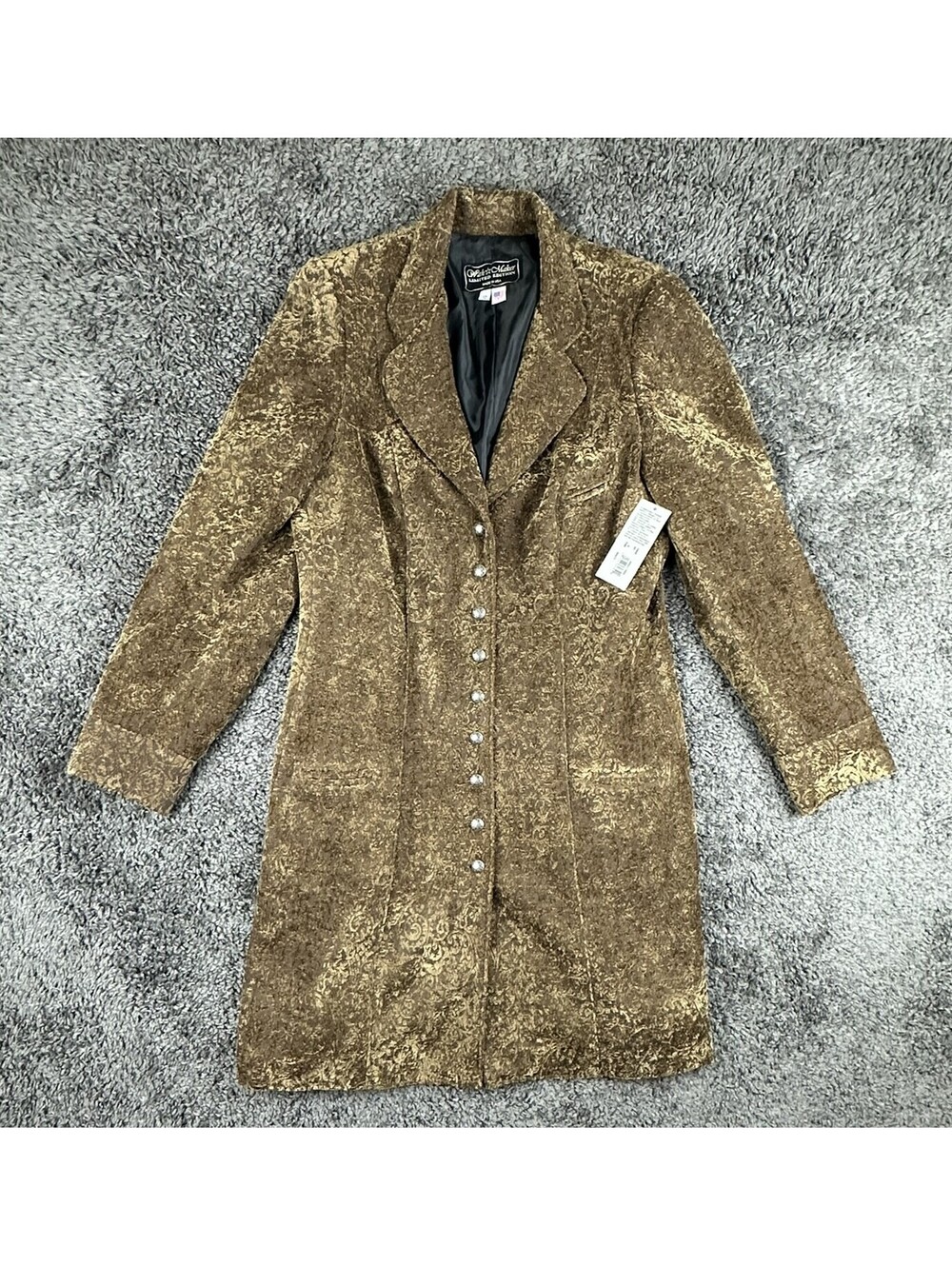 Wah Maker Limited Edition Brown Chenille Frock Coat Jacket Womens Size 12 L NWT